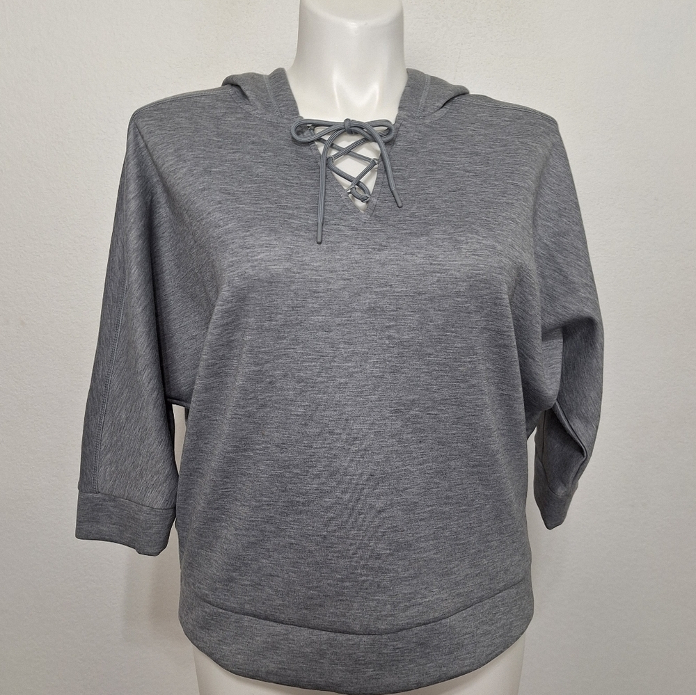 Avia Gray Athleisure Sporty Lace Up Lightweight Pullover Hoodie Sweatshirt Sz XL